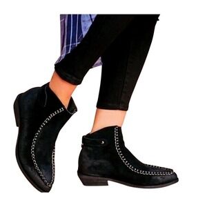 Anthropologie Antelope‎ Womens Whipstitch Suede Ankle Boots - Size 8